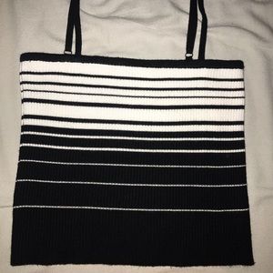 Black and white spaghetti strap ribbed tank top.